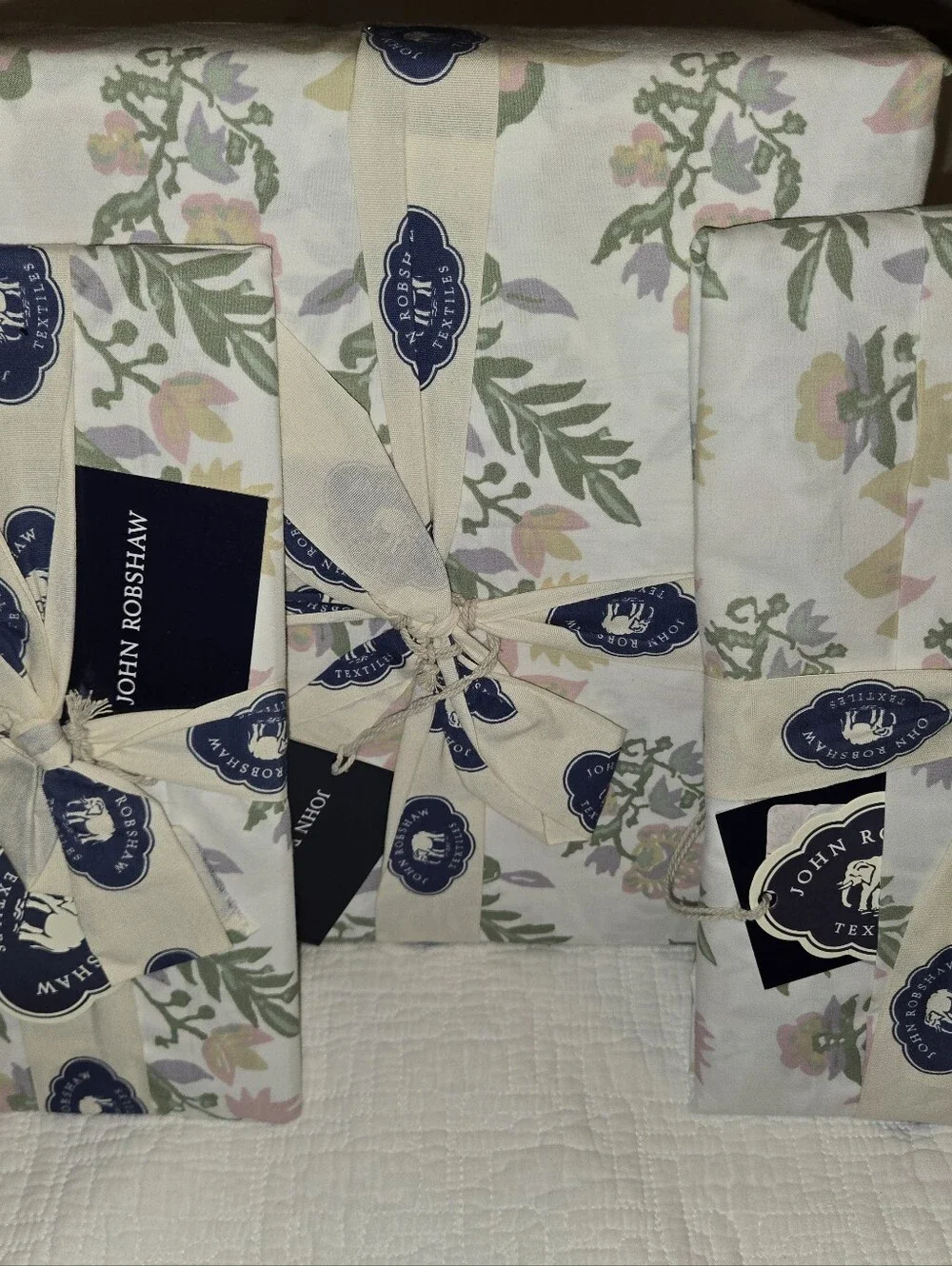 New John Robshaw Hina Floral 100% Organic Cotton King Duvet Cover W/ 2 Shams